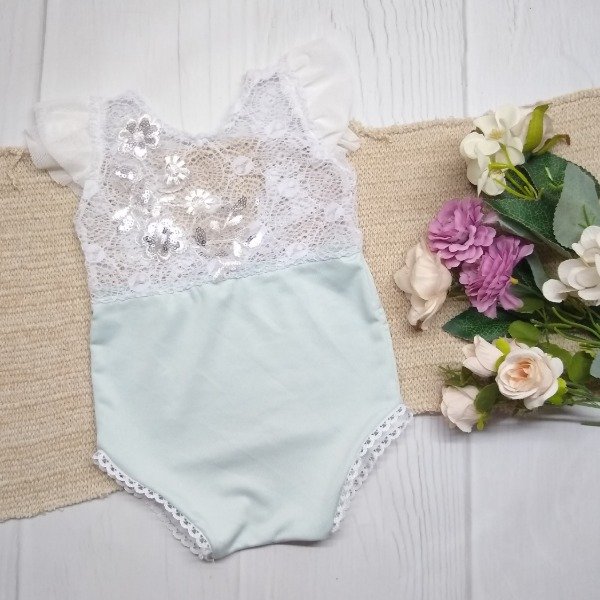 Producto - Body Verde Acqua/blanco 3-5m