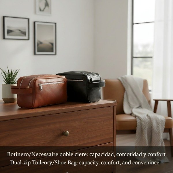 Producto - Necessaire cuero cierre doble metalico - 0