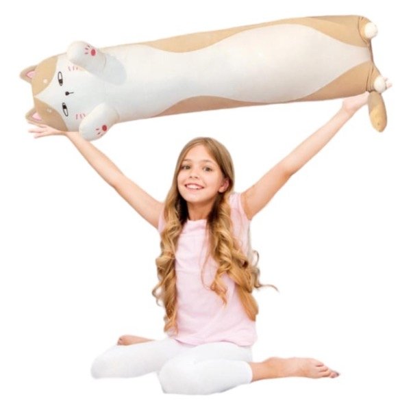 Producto - Peluche Gato Largo BEIGE Y BLANCO Gigante Almohada Kawaii 95 Cm Super Suave