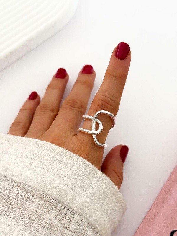Producto - Anillo Doble Nudo Regulable Acero Blanco