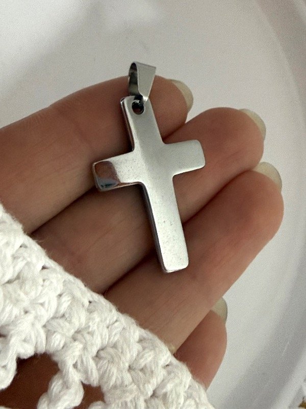 Producto - D551 Dije cruz 3,5 cm acero quirúrgico