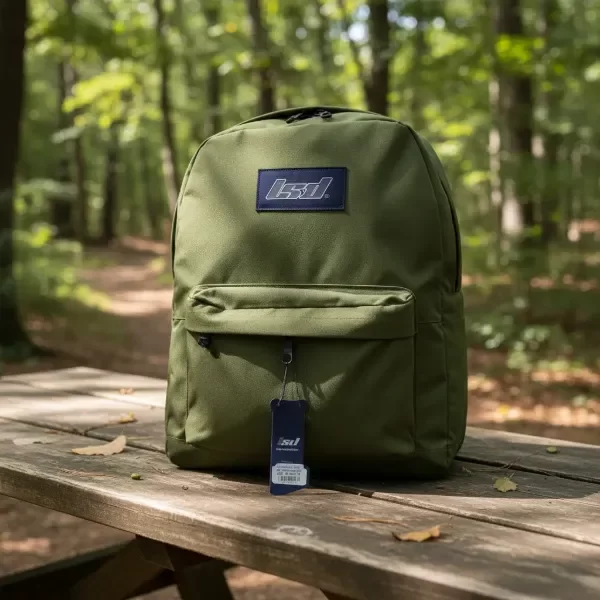 Producto - Mochila unisex verde militar liviana con bolsillo frontal