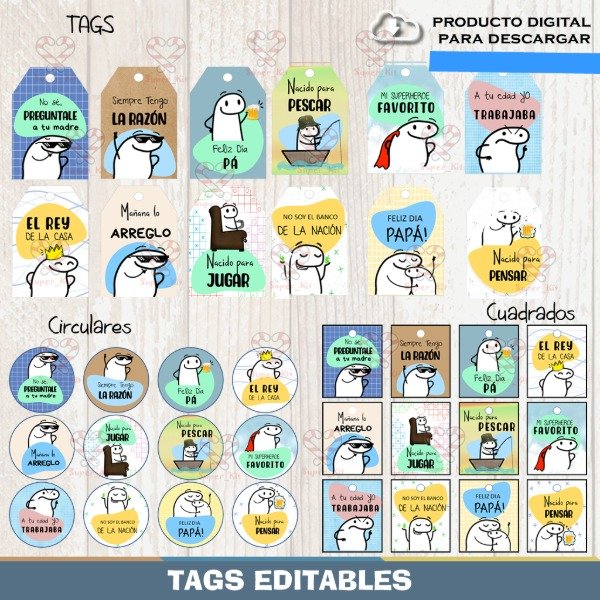 Producto - Kit Imprimible Tags Dia Del Padre Flork Editables