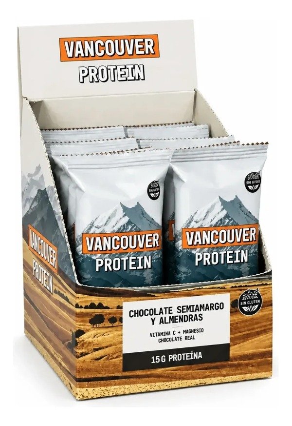 Producto - Caja Barra Proteica VANCOUVER x 10 u. Chocolate Semiamargo y Almendras