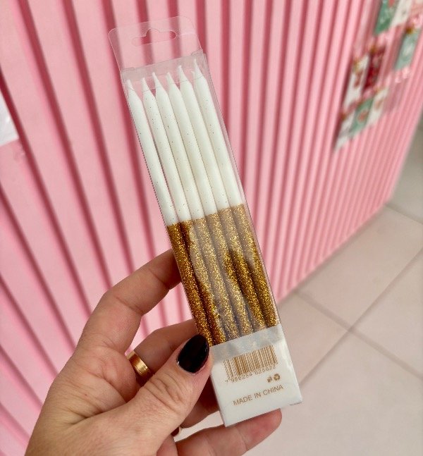 Producto - Velas bicolor gibre dorado y blanco