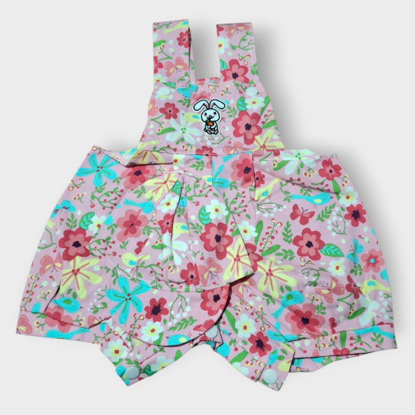 Producto - Jardinero Beba de Gabardina Conejo rosa + Gorra T6