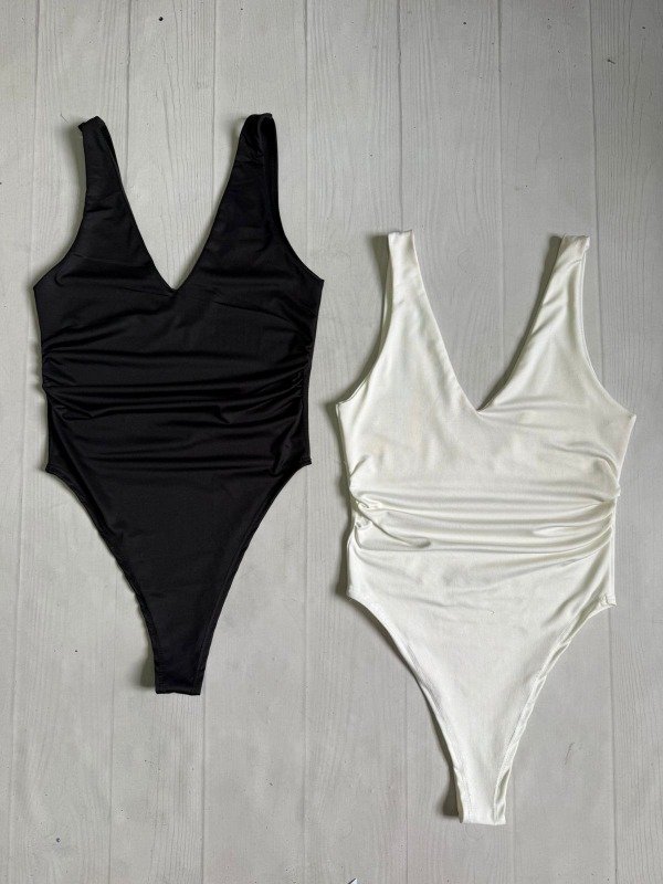 Producto - [6799] Body escote V fruncido microfibra