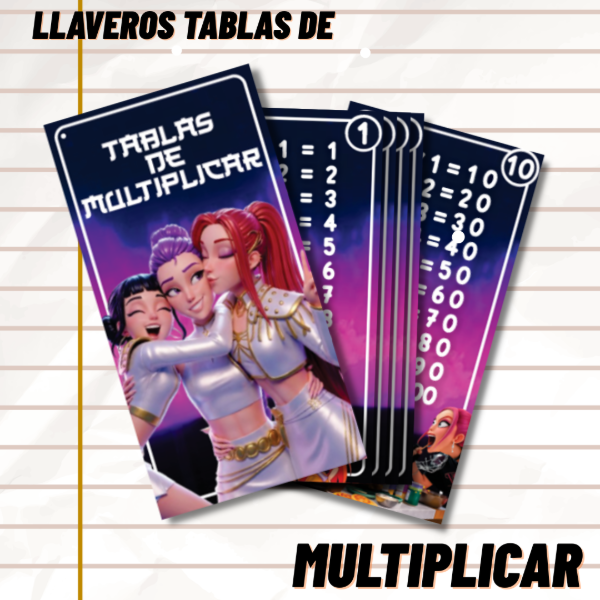 Producto - LLAVERO TABLAS DE MULTIPLICAR - GUERRERAS KPOP - DIGITAL