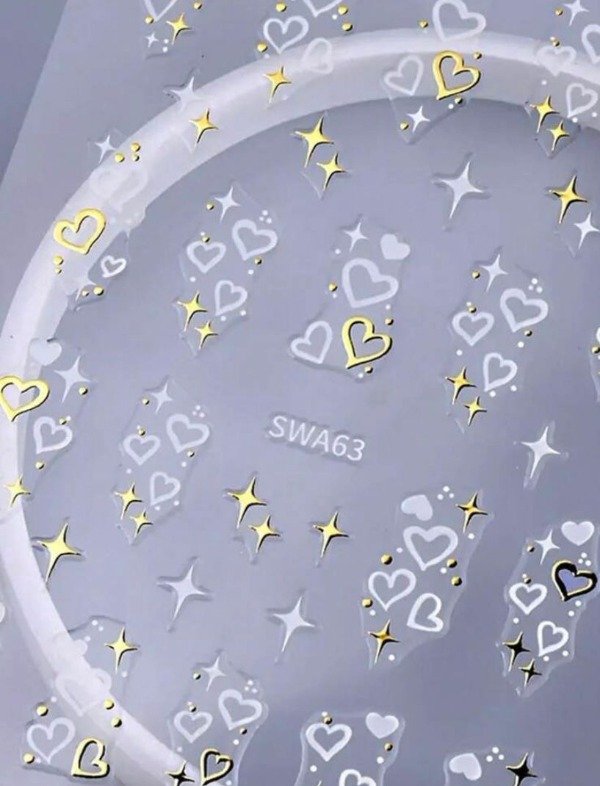 Producto - Stickers corazones blancos/dorados