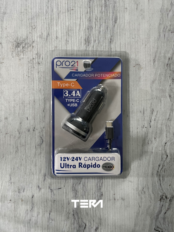 Producto - Cargador de Auto Tipo C + USB Pro21