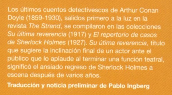 Producto - Arthur Conan Doyle - Su última reverencia - 1