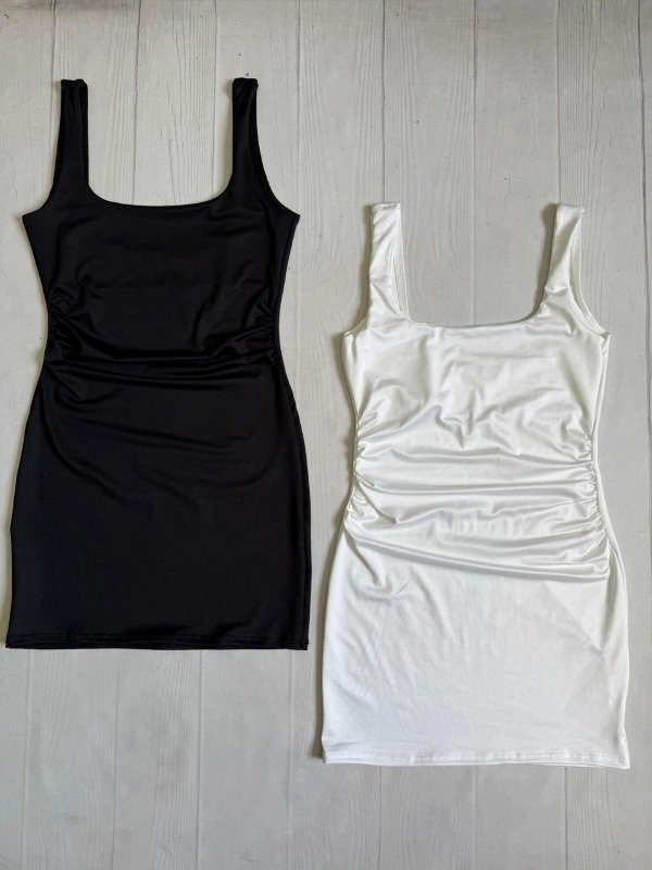 Producto - [7842] Vestido escote cuadrado trapeado microfibra