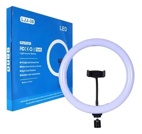 Producto - Aro de luz blanca con 3 tonos de iluminación 36cm grande solo aro sin trípode - 0