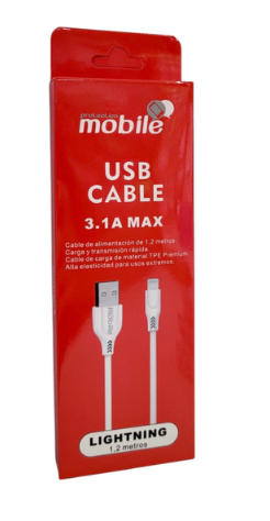 Producto - CABLE MOBILE USB A LIGHTNING  1,2 METROS COLOR BLANCO