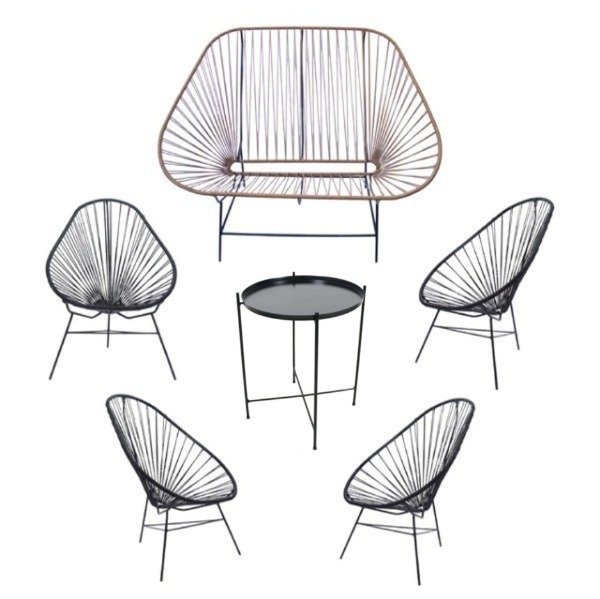 Producto - Juego De Jardín (4 Sillas Acapulco + Sillón Doble + Mesa)
