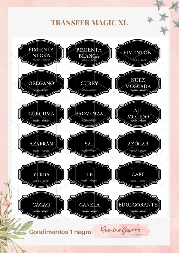 Producto - Transfer magic XL - Condimentos 1 negro