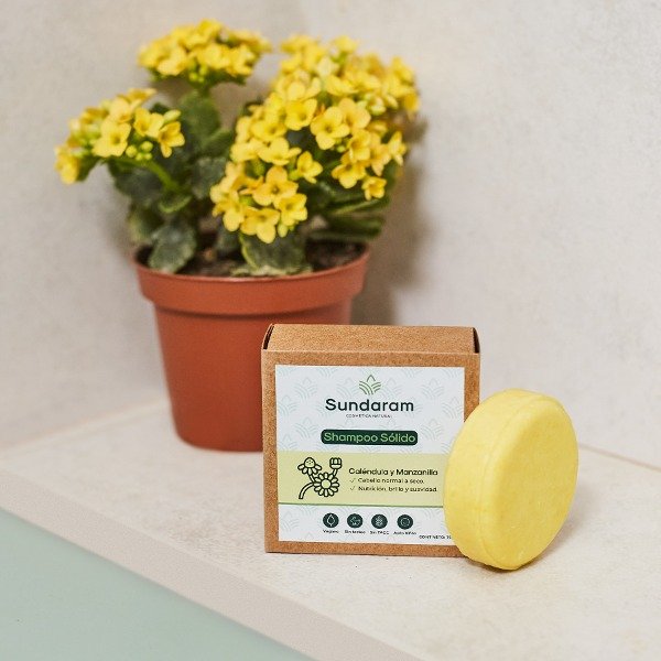 Producto - Shampoo sólido para cabello normal a seco con Caléndula y Manzanilla - 90g