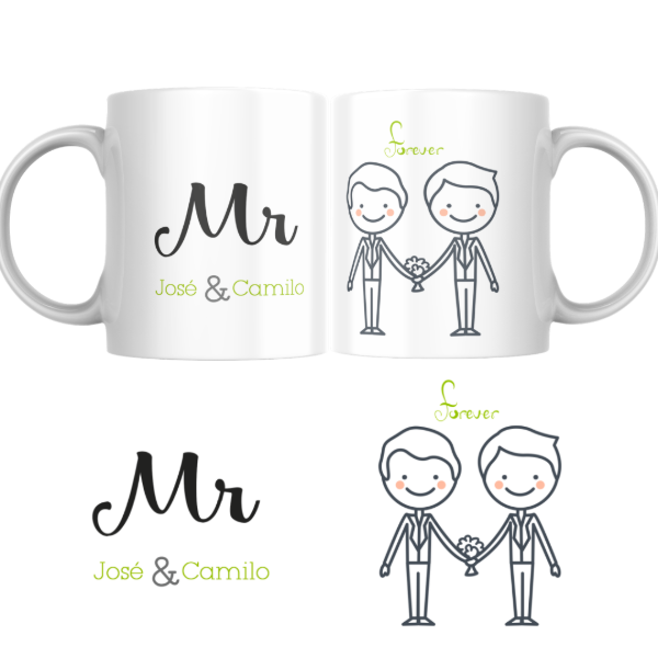 Producto - Taza - casamiento hombres nombre personalizado (LGBT) - 0