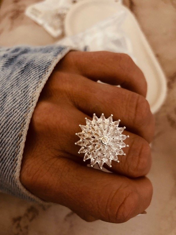 Producto - Anillo Frutilla XXL micropave Acero Blanco