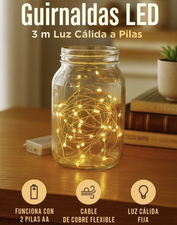 Producto - GUIRNALDA LED CÁLIDA 3MTS A PILAS