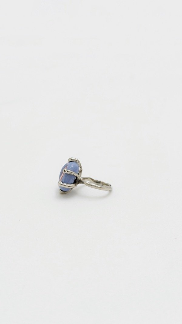 Producto - Anillo celeste con piedra rosa (plateado) - 3