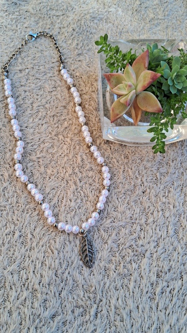 Producto - choker perla-Dije hoja