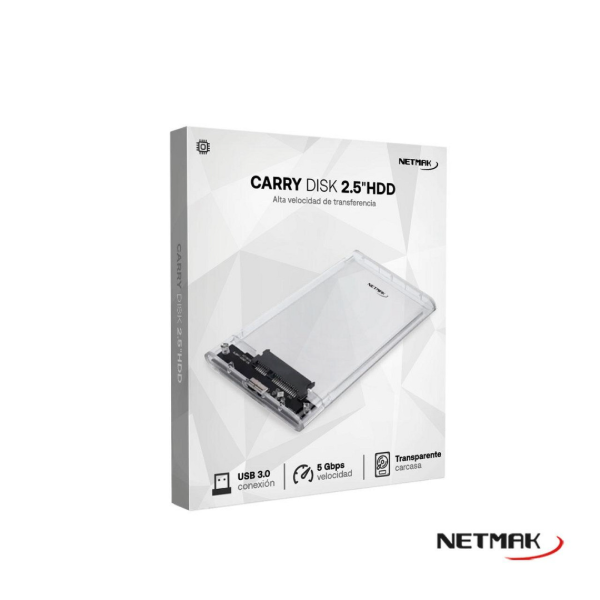 Producto - Carry Disk externo 2,5" sata -ssd -hdd -usb 3.0 -5Gbps -4TB -transparente -Netma - 2