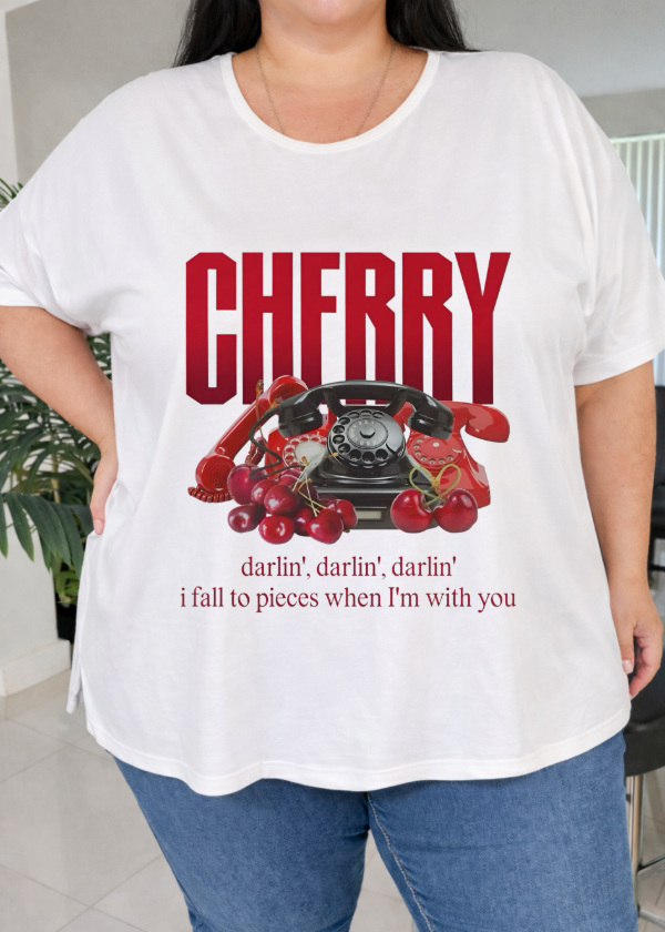 Producto - Remeron Oversize Tajo Blanco (Cherry)