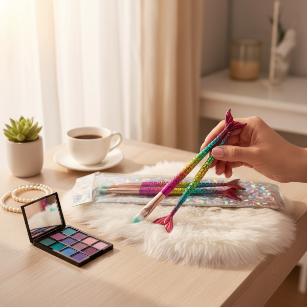 Producto - GANGA - SET DE BROCHAS SIRENA DE MAQUILLAJE CON DETALLES