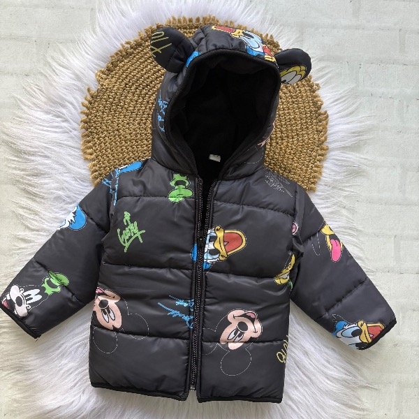 Campera mickey negro talles 3 al 6