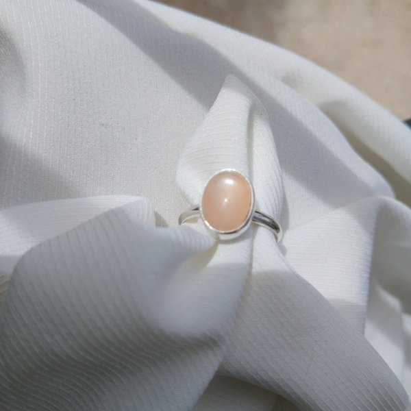 Producto - Anillo Plata 925 con piedra de la luna - Adularia oval - Talle 18,5
