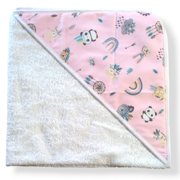 Producto - Toallon con capucha animales rosa