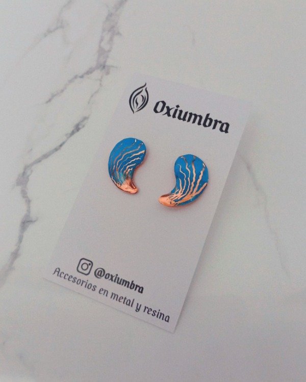 Producto - Aros Magatama (cobre y celeste)