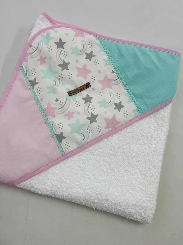 Producto - Toallon estrellas fugaces aqua y rosa