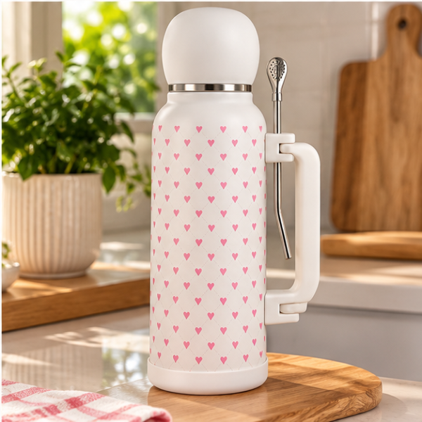 Producto - Termo Shaky Estampado de 1.3 lts con tapa que se puede usar de mate y bombilla - 5