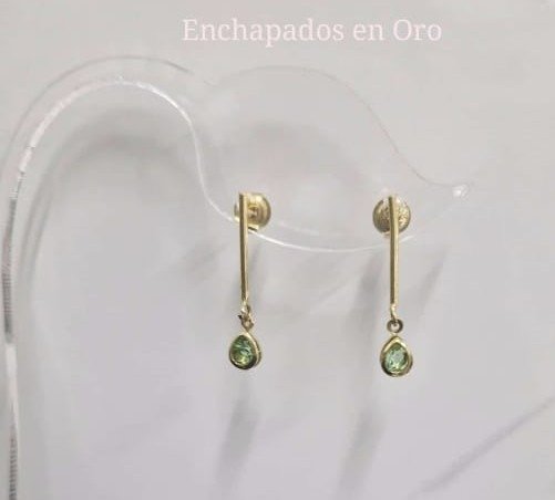 Producto - Aros Palito con Piedra Verde
