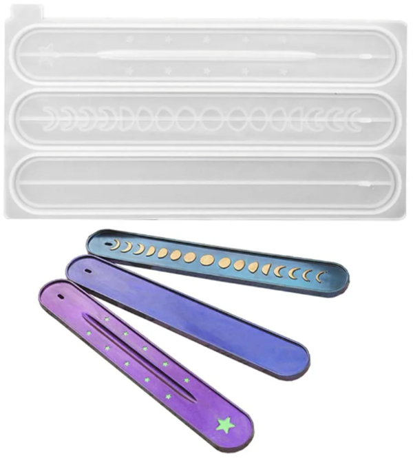 Producto - Molde porta sahumerios  - 3 diseños (Liso- Lunar- Estrellas)