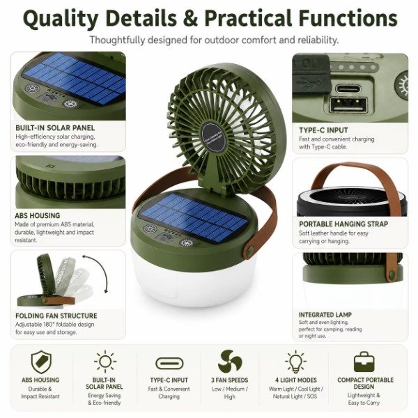 Producto - HG758 Lampara Con Ventilador Portátil Multiuso Recarga Usb/solar - 3