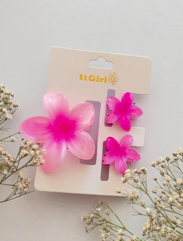 Producto - Set de 3 broches de flor rosas