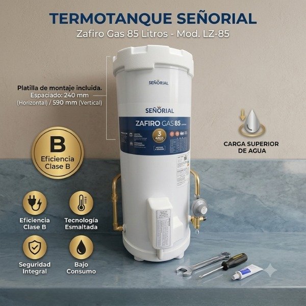 Producto - TERMOTANQUE SEÑORIAL A GAS 85LTS CARGA SUPERIOR