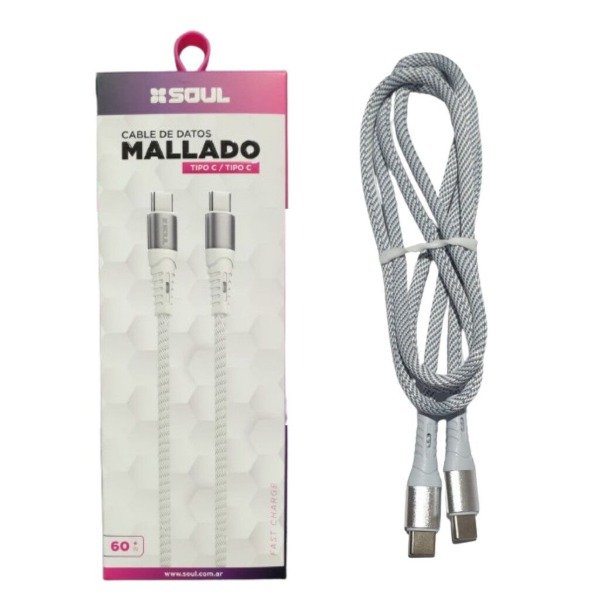 Producto - CABLE DE DATOS SOUL MALLADO 2.4A TIPO C BLANCO