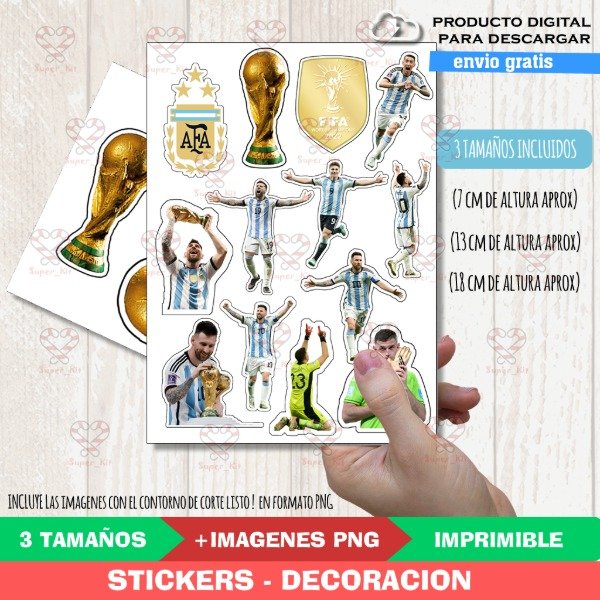 Producto - Kit Imprimible Sticker Argentina Futbol