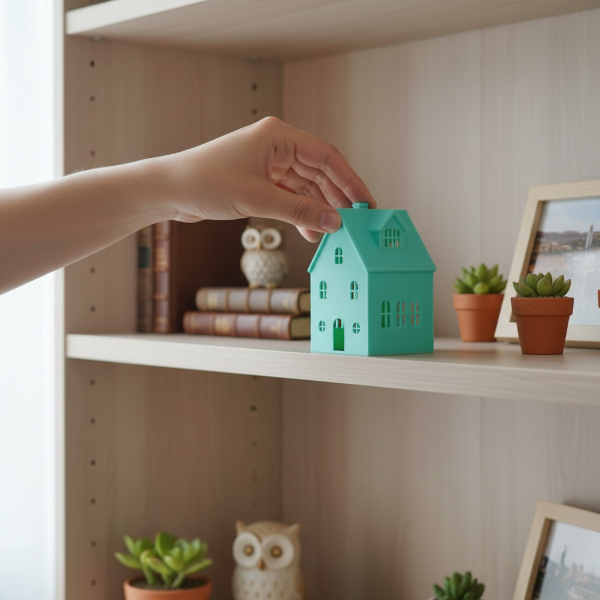 Producto - Casita 3D para pintar con chimenea y ventana CHICA