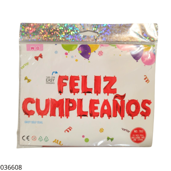 Producto - PACK GLOBOS "FELIZ CUMPLEAÑOS" rojo
