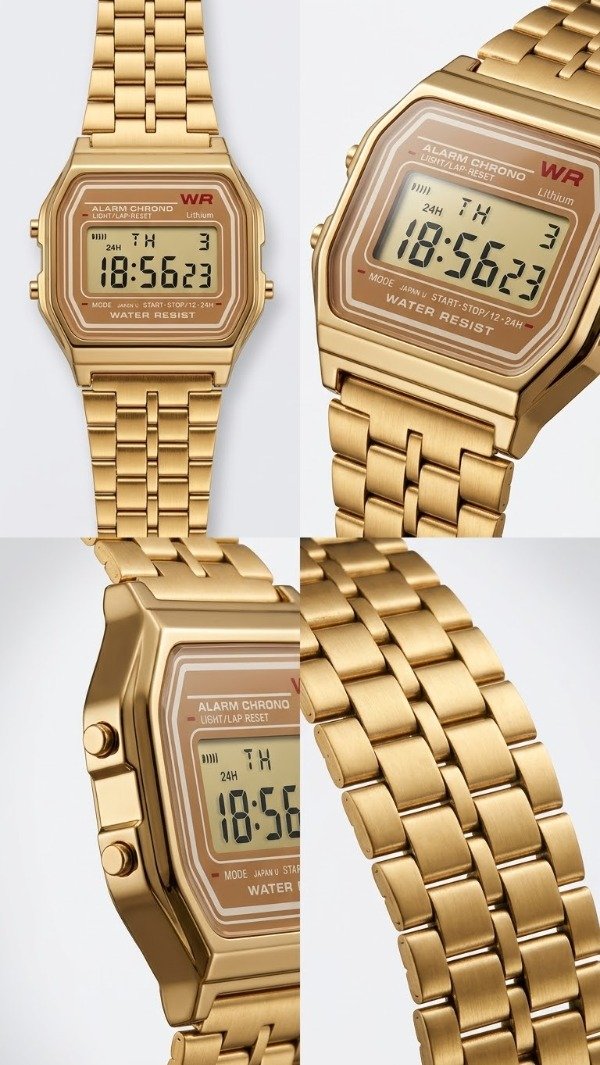 Producto - Relojes para hombre y mujer digitales dorados estilo retro color rose - 1