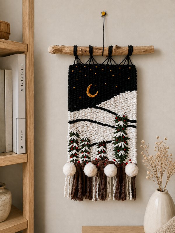 Producto - Tapiz artesanal Invierno sureño - Tejido en telar 30x42 cm. - 0