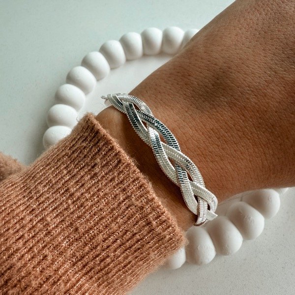 Producto - Pulsera Mandy trenzada - acero blanco