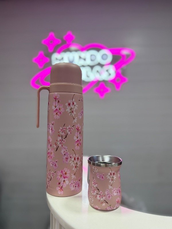 Producto - Set de mate floreado rosa