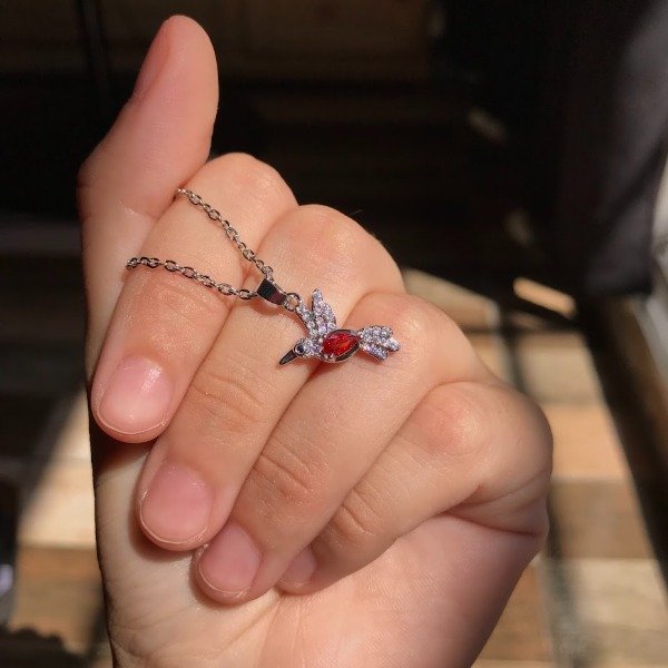 Producto - Conjunto Cadena + Dije Colibri Cubic rojo