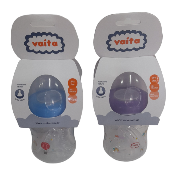 Producto - Mamadera natural decorada boca ancha 150cc  VAITA 3064